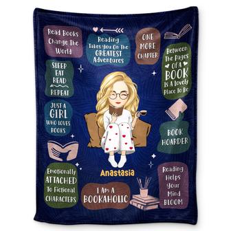 Reading Just A Girl Who Loves Book Floral - Gift For Book Lovers - Personalized Fleece Blanket - Thegiftio UK