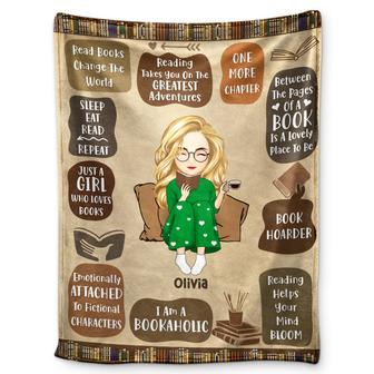 Chibi Reading My Reading Blanket - Gift For Book Lovers - Personalized Fleece Blanket - Thegiftio UK