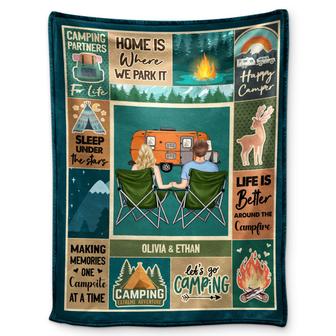 Camping Couple Life Is Better Around The Campfire - Gift For Camping Lovers - Personalized Fleece Blanket - Thegiftio UK