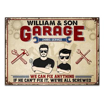 Garage Dad And Son We Can Fix Anything Custom Metal Sign - Thegiftio UK