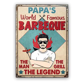 BBQ Dad Grandpa World Famous The Grill Legend Custom Metal - Thegiftio UK