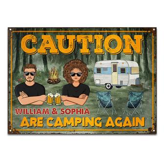 Warning Camping Again Personalized Metal Sign - Camper Gift - Thegiftio UK
