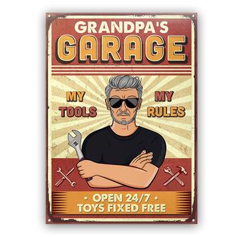 Dad Grandpa Garage Toys Fixed Free Custom Metal Sign - Gift - Thegiftio UK