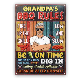 Grilling BBQ Rules Fire Up The Grill Custom Metal Sign - Dad - Thegiftio UK