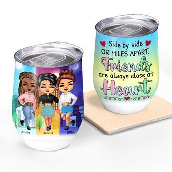 Side By Side Or Miles Apart Custom Wine Tumbler - Thegiftio UK