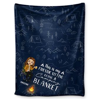 Fireside Sitting Going Camping - Gift For Yourself, Gift For Women, Gift For Men - Personalized Fleece Blanket - Thegiftio UK