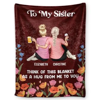 Bestie Sister A Hug From Me To You - Personalized Fleece Blanket, Sherpa Blanket - Thegiftio UK