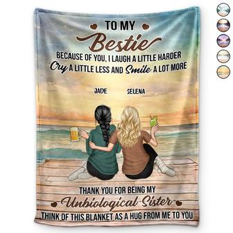 Because Of You I Laugh A Little Harder - Personalized Fleece Blanket, Sherpa Blanket - Thegiftio UK