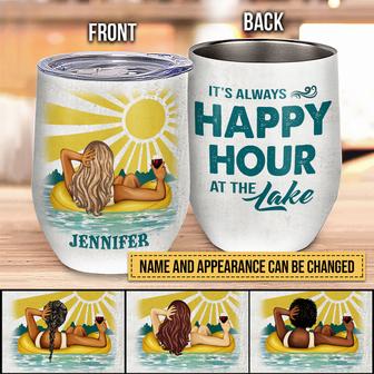 Happy Hour At The Lake Personalized Wine Tumbler - Thegiftio UK