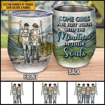 Hiking Bestie Mountains In Souls Custom Wine Tumbler - Thegiftio UK