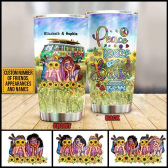 Hippie Bestie Peace Booze Custom Tumbler - Gift for Friends - Thegiftio UK