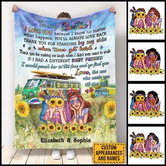 Hippie Bestie When Times Get Hard Custom Blanket, Bff Blanket, Gift For Friends - Thegiftio UK