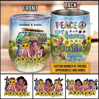 Hippie Bestie Peace Booze Custom Tumbler - Gift for Friends - Thegiftio UK
