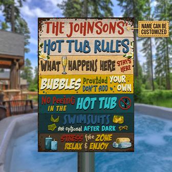 Hot Tub Rules What Happens Here Custom Metal Sign - Gift - Thegiftio UK