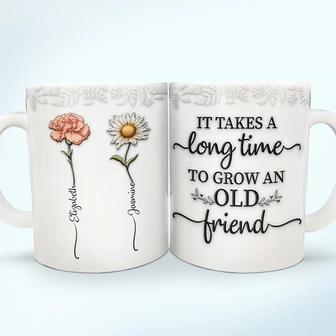 Birth Flower Grow An Old Friend Custom Mug - Gift for Bestie - Thegiftio UK
