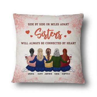 Sisters Will Be Always Connected By Heart Custom Pillow - Thegiftio UK