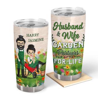Husband And Wife Garden Partners For Life Custom Tumbler - Thegiftio UK