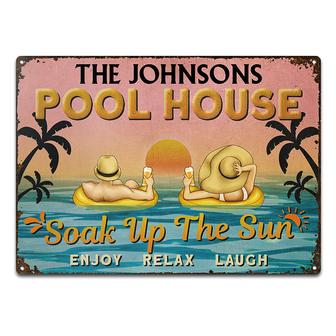 Pool House Couple Soak Up The Sun Custom Metal Sign - Gift - Thegiftio UK