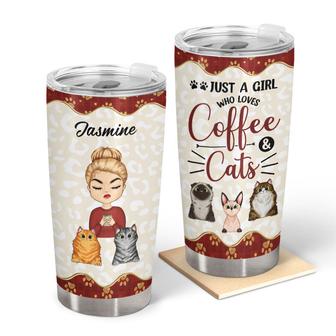 Cat Mom Just A Girl Who Loves Coffee Personalized Tumbler - Thegiftio UK