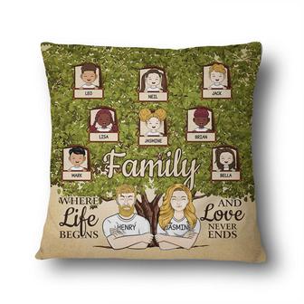 Family Where Life Begins Custom Pillow - Gift for Mother - Thegiftio UK