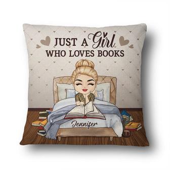 Reading Chibi Just A Girl Who Loves Books Custom Pillow - Thegiftio UK