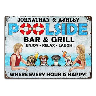 Dog Lover Poolside Bar Grill Custom Metal Sign - Couple Gift - Thegiftio UK