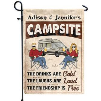 Camping Couple The Laughs Are Loud Custom Flag - Thegiftio UK