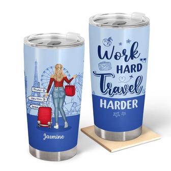 Work Hard Travel Harder Custom Tumbler - Gift for Travelers - Thegiftio UK