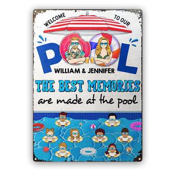 Best Memories Are Made At The Pool Custom Metal Sign - Thegiftio UK