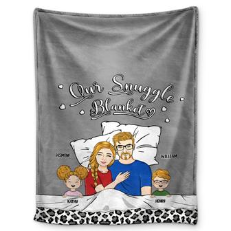 Family Couple & Kids Our Snuggle Blanket - Gift For Family - Personalized Custom Fleece Blanket - Thegiftio UK
