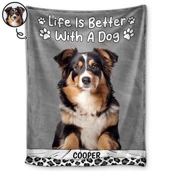 Custom Photo Life Is Better With Dog Cat - Gift For Pet Lovers - Personalized Fleece Blanket - Thegiftio UK
