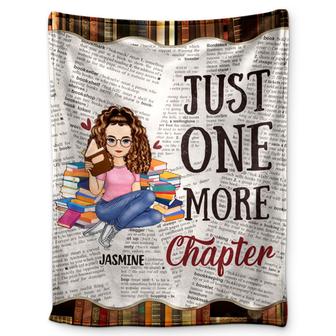 Reading Cartoon Just One More Chapter - Gift For Book Lovers - Personalized Fleece Blanket - Thegiftio UK