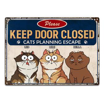 Cartoon Cats Planning Escape Personalized Metal Sign - Thegiftio UK