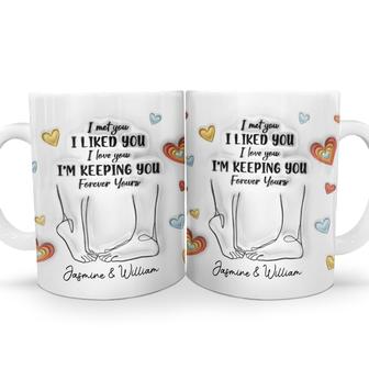 Couple One Line Hand Holding Forever Yours Custom Mug - Gift - Thegiftio UK