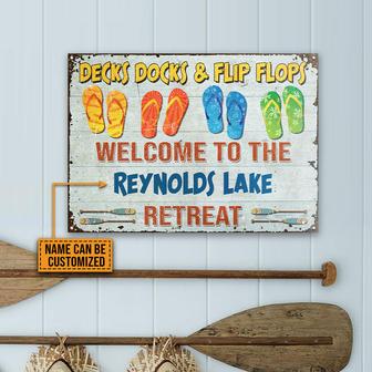 Lake House Deck Dock And Flip Flop Custom Metal Sign - Thegiftio UK