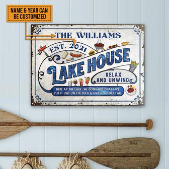 Lake House Deck Here At The Lake Custom Metal Sign - Gift - Thegiftio UK