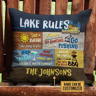 Lake House Rules Gather Custom Pillow - Gift for Family - Thegiftio UK