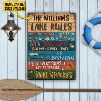 Lake Rules Wake Up Custom Metal Sign - Gift for Lake House - Thegiftio UK