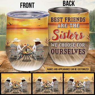 Lakes Bestie Yellow Sunset Custom Wine Tumbler - Bestie Gift - Thegiftio UK