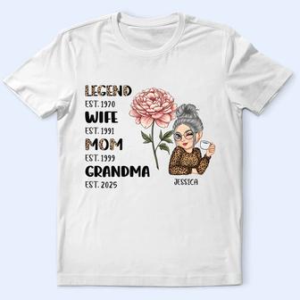 Legend Wife Mom Grandma Birth Month Flower Custom T-Shirt - Thegiftio UK