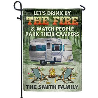 Let's Drink By The Fire Personalized Flag - Gift for Campers - Thegiftio UK