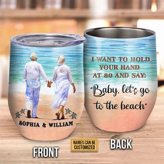 Let's Go To The Beach Custom Wine Tumbler - Gift for Couple - Thegiftio UK
