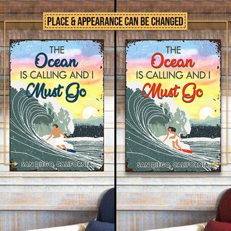 Beach Surfing Art Custom Metal Sign - Gift for Beach Lovers - Thegiftio UK