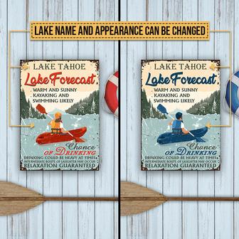 Kayaking Lake Forecast Custom Metal Sign - Gift for Boaters - Thegiftio UK