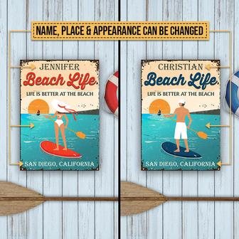 Beach Paddle Boarding Custom Metal Sign - Beach Lovers Gift - Thegiftio UK