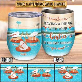 Swimming Pool Bestie Therapy You Need Custom Tumbler - Thegiftio UK
