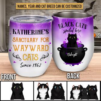 Black Cat Spoiled Here Custom Wine Tumbler - Cat Lover Gift - Thegiftio UK