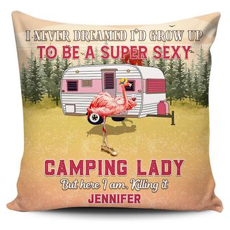 Camping Flamingo Grown Up To Be Super Sexy Custom Pillow - Thegiftio UK