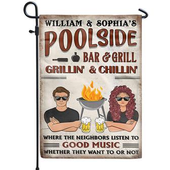 Poolside Neighbors Listen To Good Music Custom Flag - Gift - Thegiftio UK