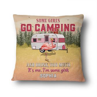 Camping Flamingo Go Camping Custom Pillow - Gift for Friends - Thegiftio UK